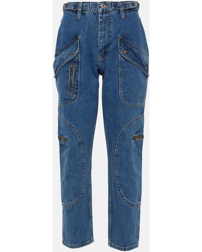 RE/DONE Racer High-rise Tapered Cargo Jeans - Blue