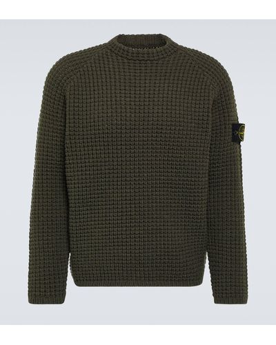 Stone Island Waffle-knit Wool Sweater - Green