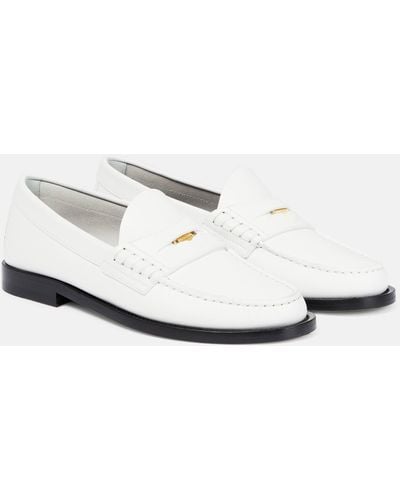 Burberry Leather Penny Loafers - White