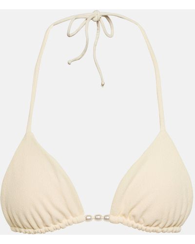 SAME Embellished Triangle Bikini Top - White