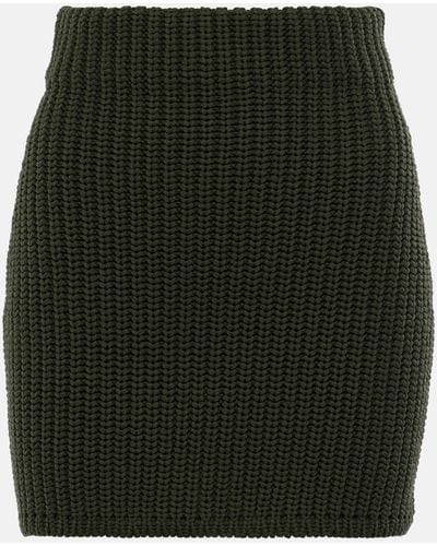 Loewe Ribbed-knit High-rise Miniskirt - Green