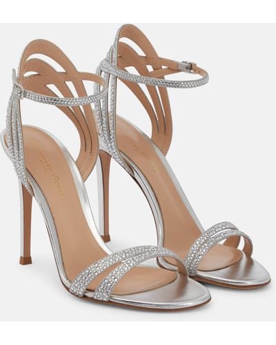 Gianvito Rossi Crystal-embellished Leather Sandals - White