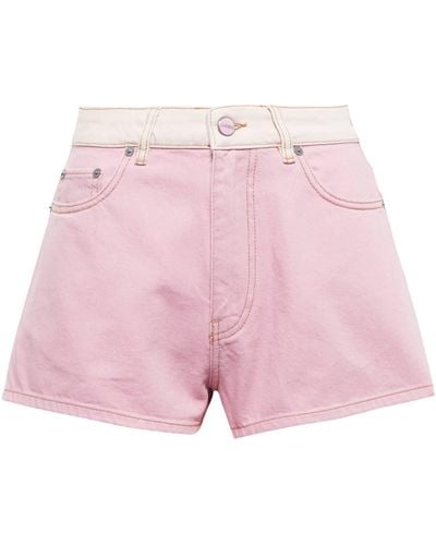 Ganni High-rise Denim Shorts - Pink