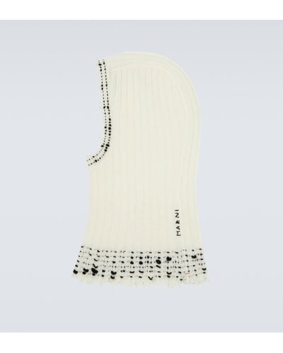 Marni Ribbed Knit Wool Ski Mask - White