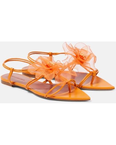 Nensi Dojaka Applique Leather Thong Sandals - Orange