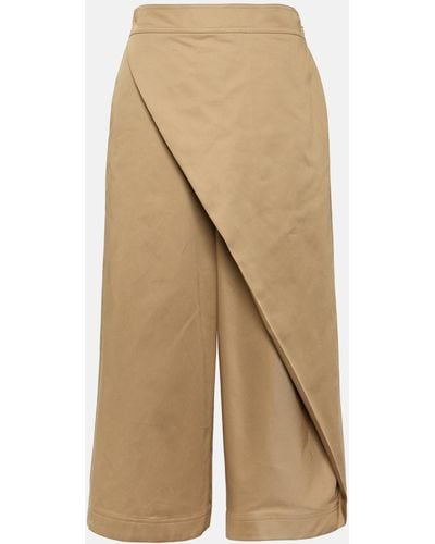 Loewe Wrapped Cropped Wide-leg Pants - Natural