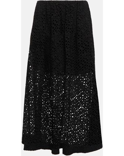 Totême High-rise Eyelet Cotton Midi Skirt - Black