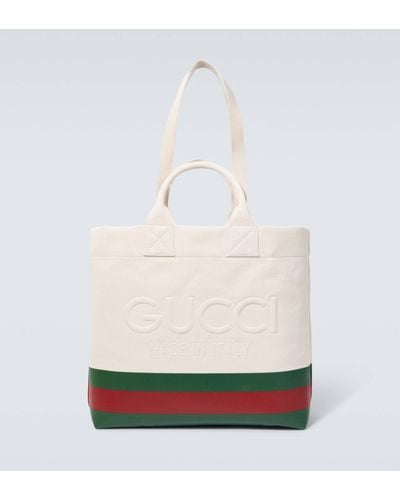 Gucci Logo Canvas Tote Bag - White