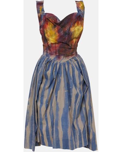 Vivienne Westwood Sunday Striped Cotton Corset Dress - Blue