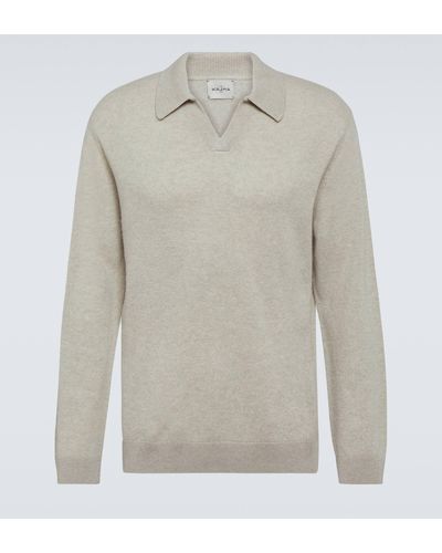 LeKasha Gibson Cashmere Polo Sweater - Grey