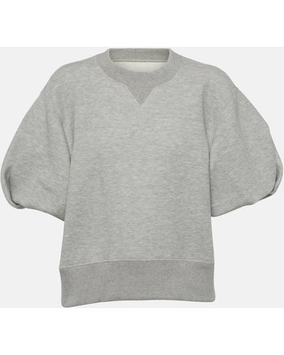 Sacai Knitted Cotton-blend Top - Grey