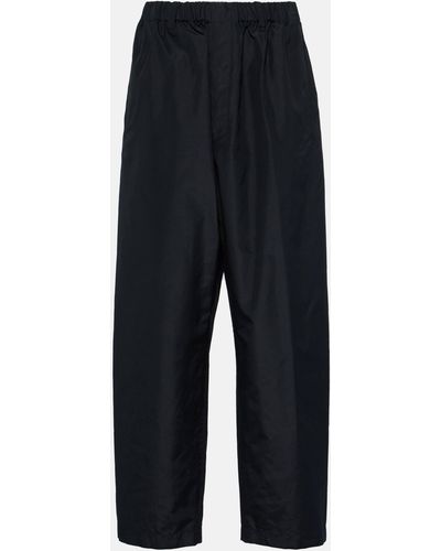 Lemaire High-rise Tapered Silk Pants - Blue