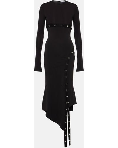 The Attico Asymmetric Midi Dress - Black