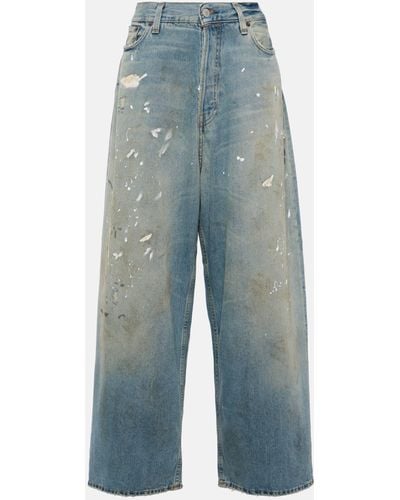 Acne Studios 2023f Distressed Mid-rise Wide-leg Jeans - Blue