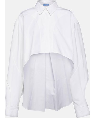 Mugler Draped Cotton Poplin Shirt - White