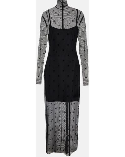 Givenchy 4g Flocked Tulle Maxi Dress - Black