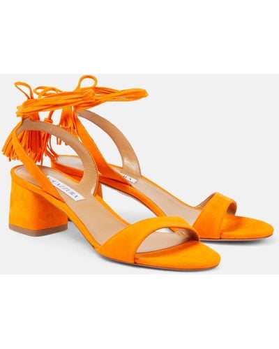 Aquazzura Alu Tasselled Suede Sandals - Orange