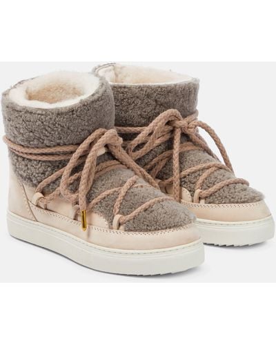 Inuikii Sneaker Classic Shearling And Leather Ankle Boots - Natural