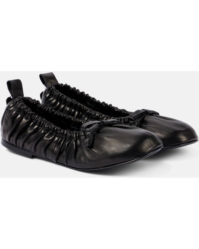 Acne Studios Bow-detail Leather Ballet Flats - Black