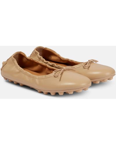 Tod's Bubble Leather Ballet Flats - Brown