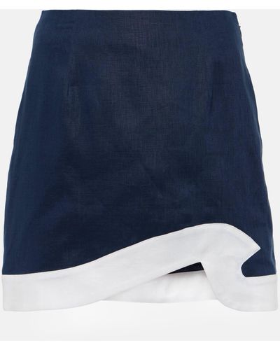 STAUD Raphael Linen Miniskirt - Blue