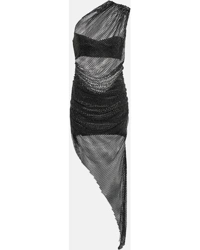 GIUSEPPE DI MORABITO Crystal-embellished Mesh Midi Dress - Black