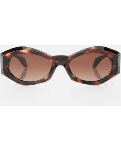 Versace Medusa Plaque Oval Sunglasses - Brown