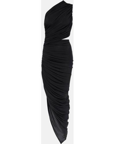 Alaïa Cutout Ruched Jersey Midi Dress - Black