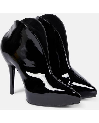 Alaïa Booties Slick Patent Leather Ankle Boots - Black