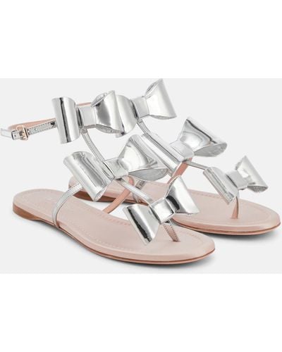 Giambattista Valli Pop Bow Metallic Leather Sandals - White