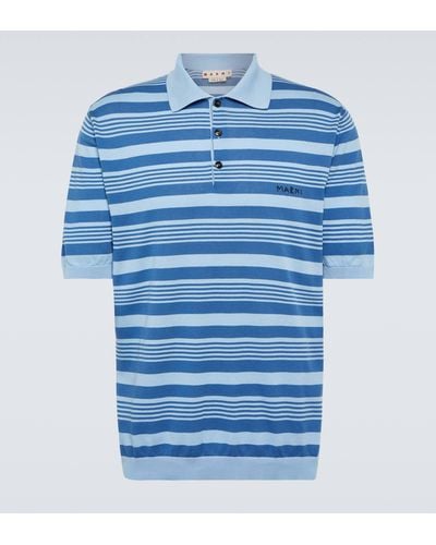 Marni Striped Cotton Polo Shirt - Blue