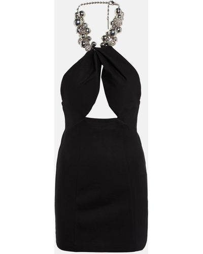 Area Embellished Ponte Jersey Minidress - Black