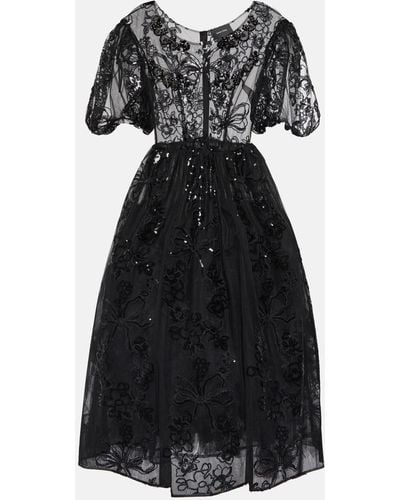 Simone Rocha Sequined Tulle Gown - Black