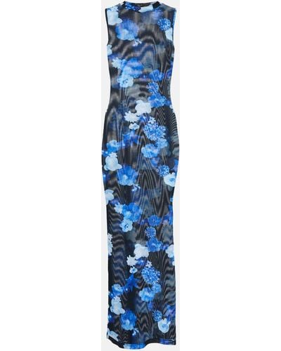 Coperni Floral Mesh Maxi Dress - Blue
