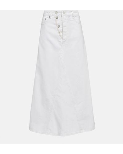 Ganni Double-fly Denim Maxi Skirt - White