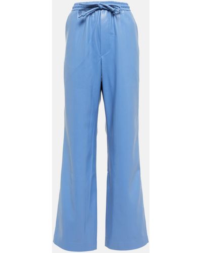 Nanushka Calie Faux Leather Wide-leg Pants - Blue