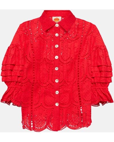 FARM Rio Pineapple Broderie Anglaise Blouse - Red