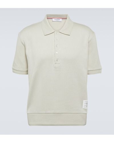 Thom Browne Ribbed-knit Cotton Polo Shirt - White