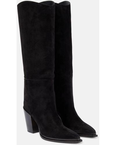 Jimmy Choo Cece 80 Suede Knee-high Boots - Black