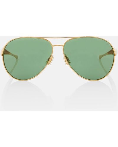 Bottega Veneta Sardine Aviator Sunglasses - Green