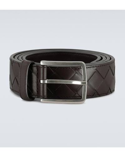 Bottega Veneta Intrecciato Leather Belt - Black