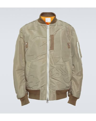 Sacai Embroidered Twill Bomber Jacket - Green