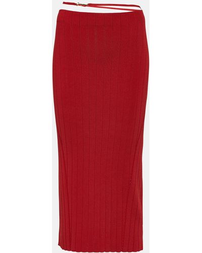 Jacquemus La Jupe Pralu Knitted Midi Skirt - Red