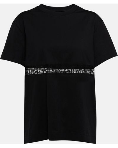 Givenchy Lace-trimmed Cotton Jersey T-shirt - Black