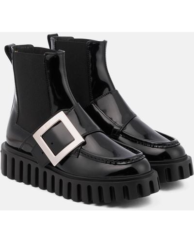 Roger Vivier Viv' Go-thick Leather Platform Chelsea Boots - Black