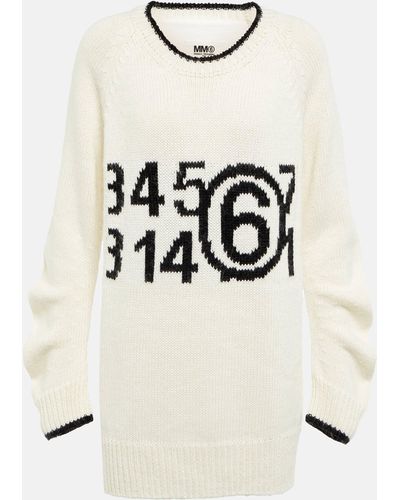 MM6 by Maison Martin Margiela Logo Cotton-blend Sweater - Natural