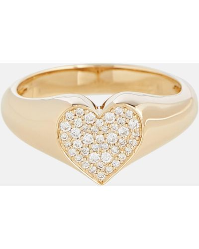 Sydney Evan 14kt Yellow Gold Heart Ring With Diamonds - White