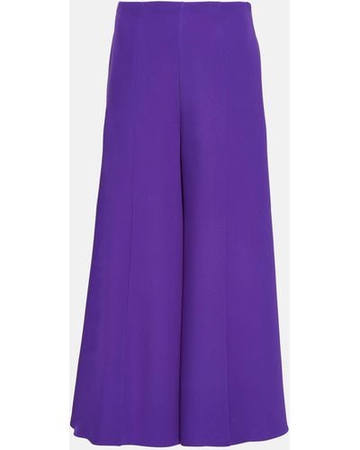 Valentino Silk Wide-leg Pants - Purple