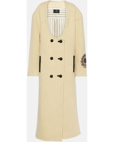 Etro Embroidered Wool-blend Coat - Natural