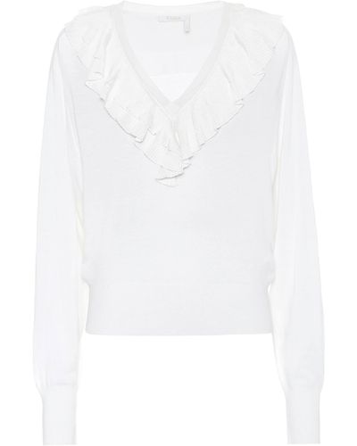 Chloé Ruffled Wool Sweater - White